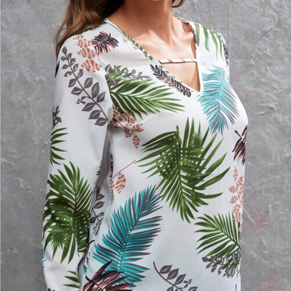 Tropical Keyhole Blouse